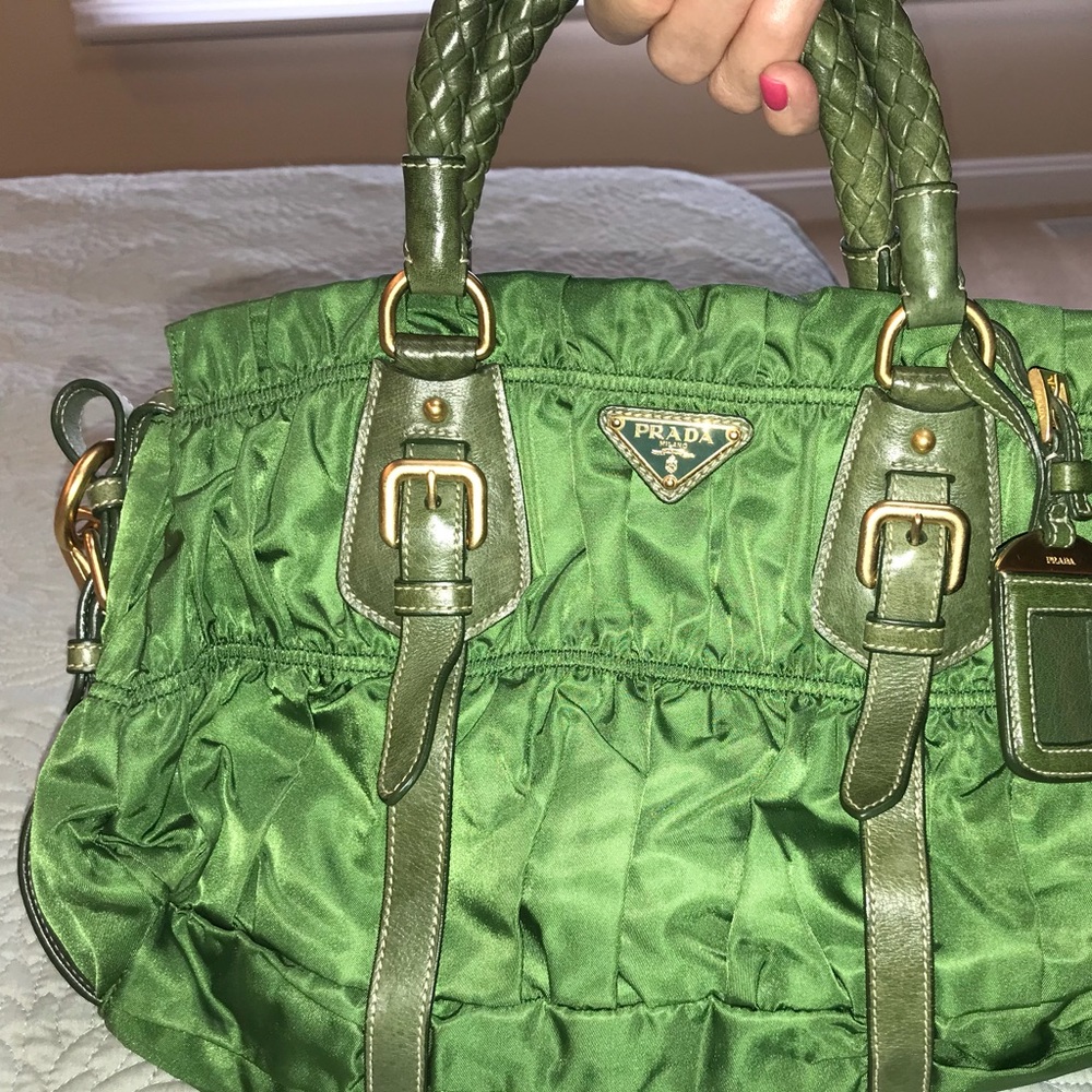 Green Prada bag